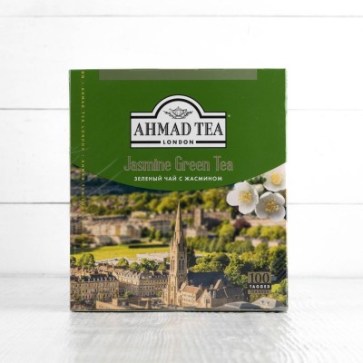 Чай зеленый с жасмином, пакетированный с ярлычками, Ahmad Tea, 100шт.