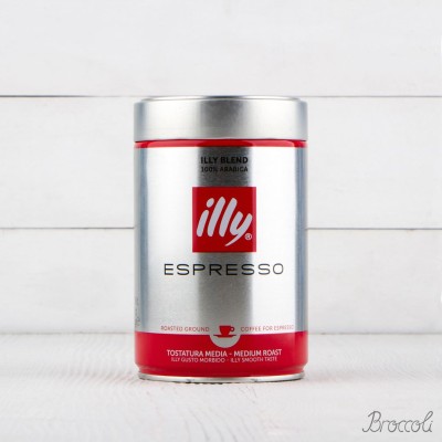 Кофе молотый премиум класса, средней обжарки, помол "эспрессо", банка, illy, 250г