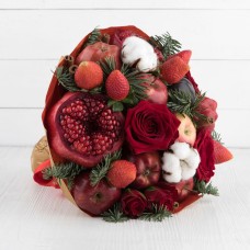 Букет из фруктов и цветов "Алые паруса"