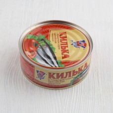 Килька балтийская обжаренная в томатном соусе, 5 Морей, 240г