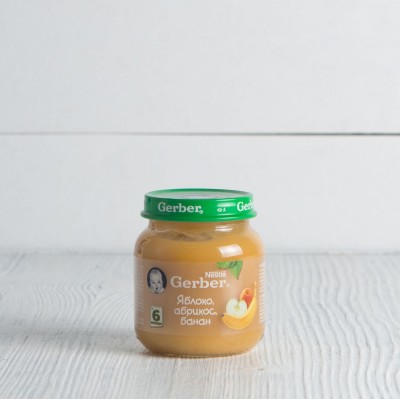 Пюре Gerber "Только яблоко, абрикос, банан" с 6 мес.,130г