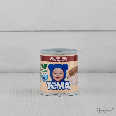 Пюре Тема цыпленок/говядина с 6 мес, 100г