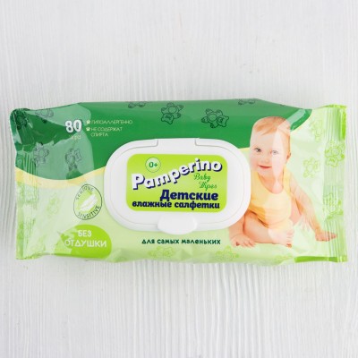 Салфетки влажные детские без отдушки, Pamperino, 80шт.