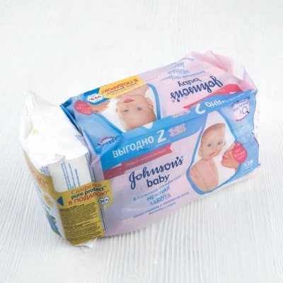 Салфетки Johnson's baby "Нежная забота", 128шт+Детские влажные салфетки, 25шт