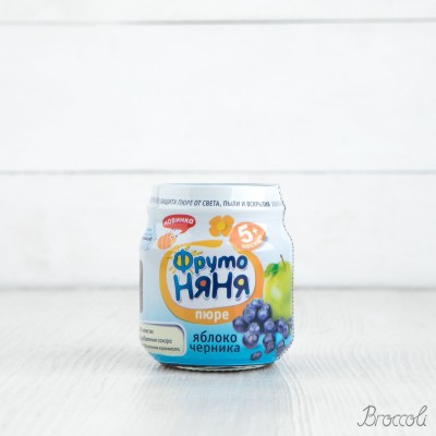 Пюре из яблок и черники с 5 мес, ФрутоНяня, 100г
