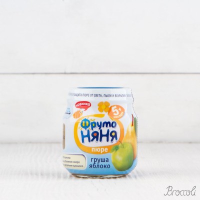 Пюре из груш и яблок с 5 мес, ФрутоНяня, 100г