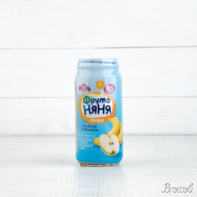 Пюре из яблок и бананов с 6 мес, ФрутоНяня, 250г