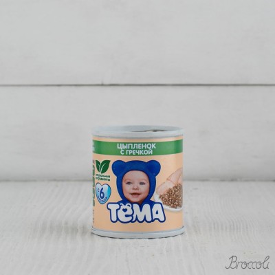 Пюре Тема цыпленок/гречка с 6 мес, 100г