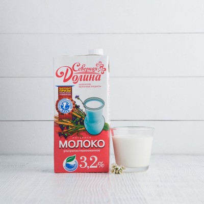 Молоко ультрапастеризованное питьевое Северная Долина, 3,2%, 950мл