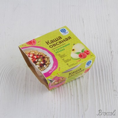 Каша овсяная цельнозерновая с кусочками яблока и конфитюром "Малина", Поставщик счастья, 146г