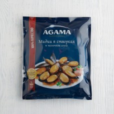 Мидии в створках варено-мороженые, в чесночном соусе, Agama, 450г