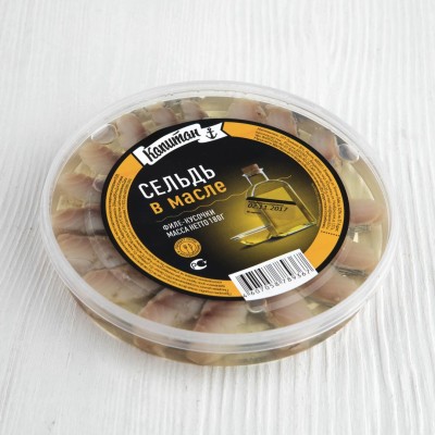Сельдь филе-кусочки в масле, Капитан, 180г