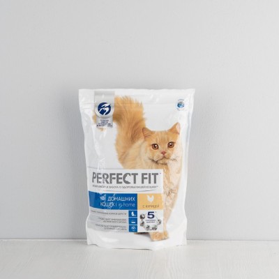 Корм сухой Perfect Fit для домашних кошек, с курицей, 1,2кг