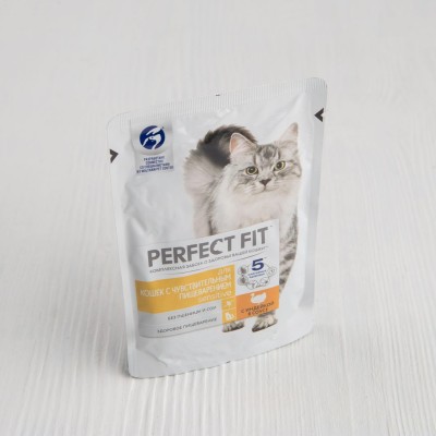 Корм Perfect Fit для кошек с чувствительным пищеварением, с индейкой, 85г