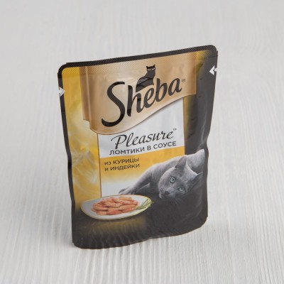 Корм Sheba Pleasure для кошек, из курицы и индейки, 85г
