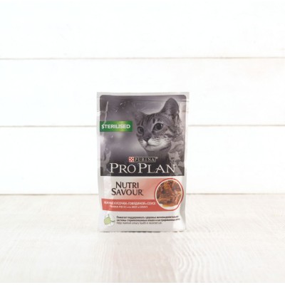 Корм Proplan Nutri Savour для стерилизованных кошек, с говядиной, 85г