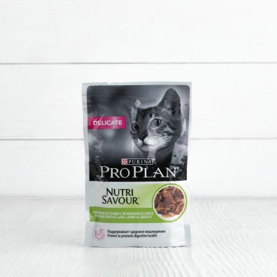 Корм Proplan Nutri Savour для взрослых кошек с чуствительным пищеварением, с ягненком, 85г