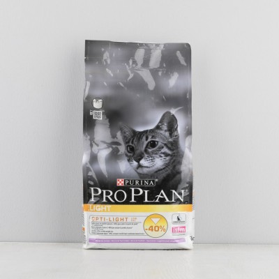 Корм сухой Proplan Light низкокалорийный для взрослых кошек, с индейкой, 1,5кг
